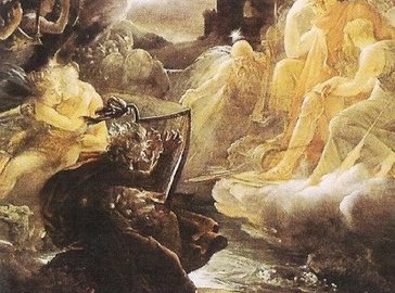 Ossian suona la sua arpa bardica davanti agli dei